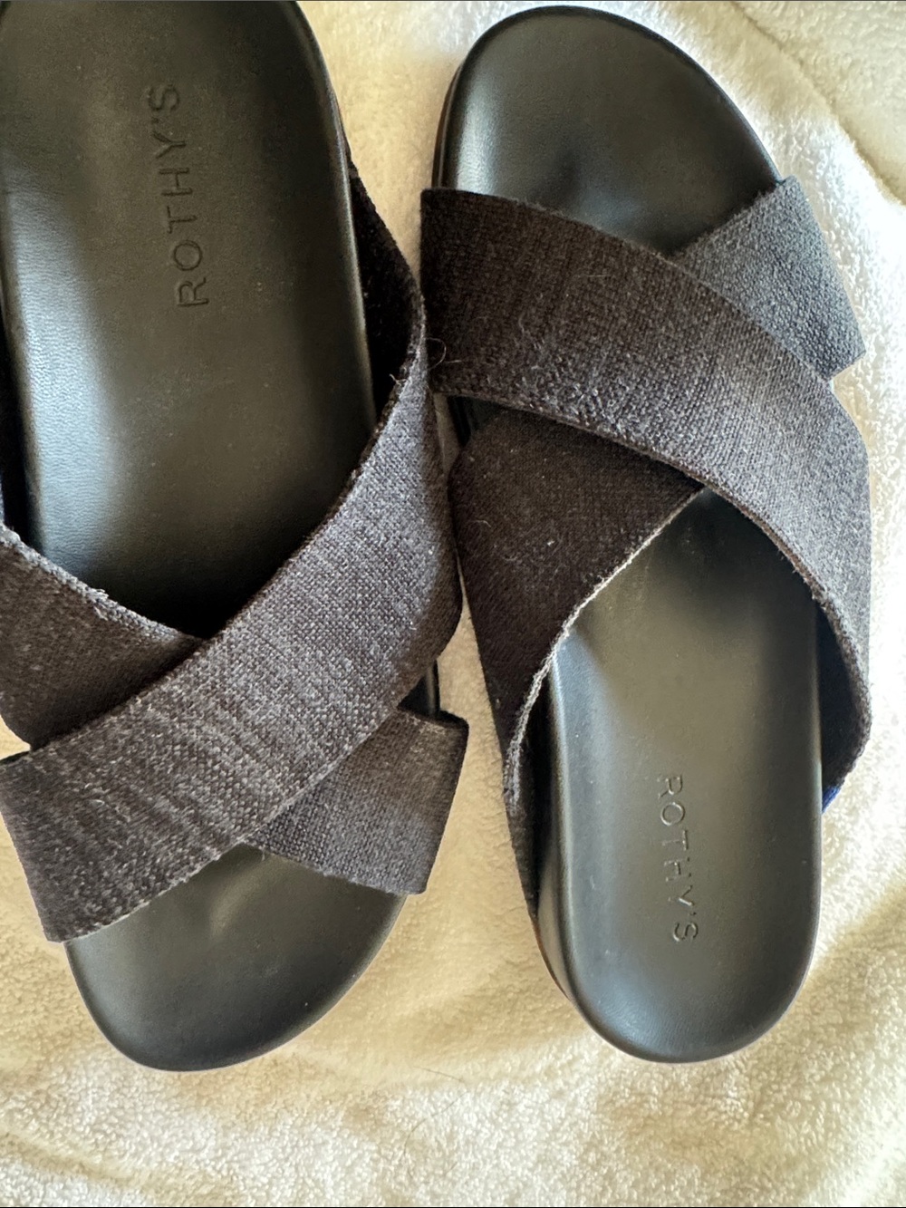 Rothy's Black Cross-Strap Slide Sandals - Picture 3 of 4